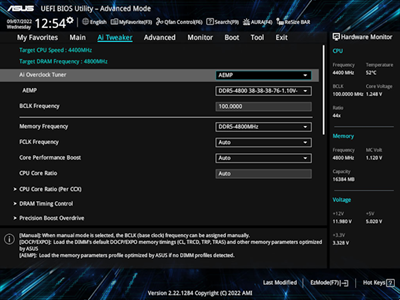 ASUS Enhanced Memory Profile UI-Einstellung