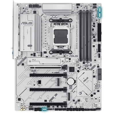 Das B650E MAX GAMING WIFI W Mainboard verfügt über Aura Sync.