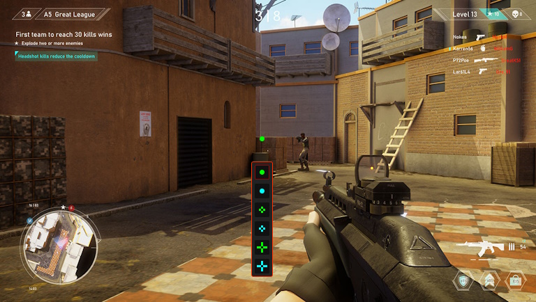 Ein Fadenkreuz-Overlay in der Mitte des Bildschirms